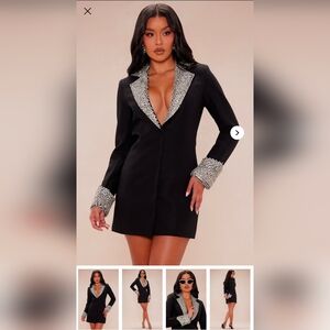 Black Blazer Dress with Silver Accents